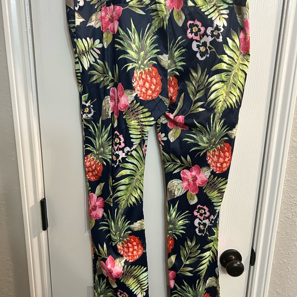 OVI size large tropical pull on dress pants women palm trees floral Hawaiian - Picture 5 of 6